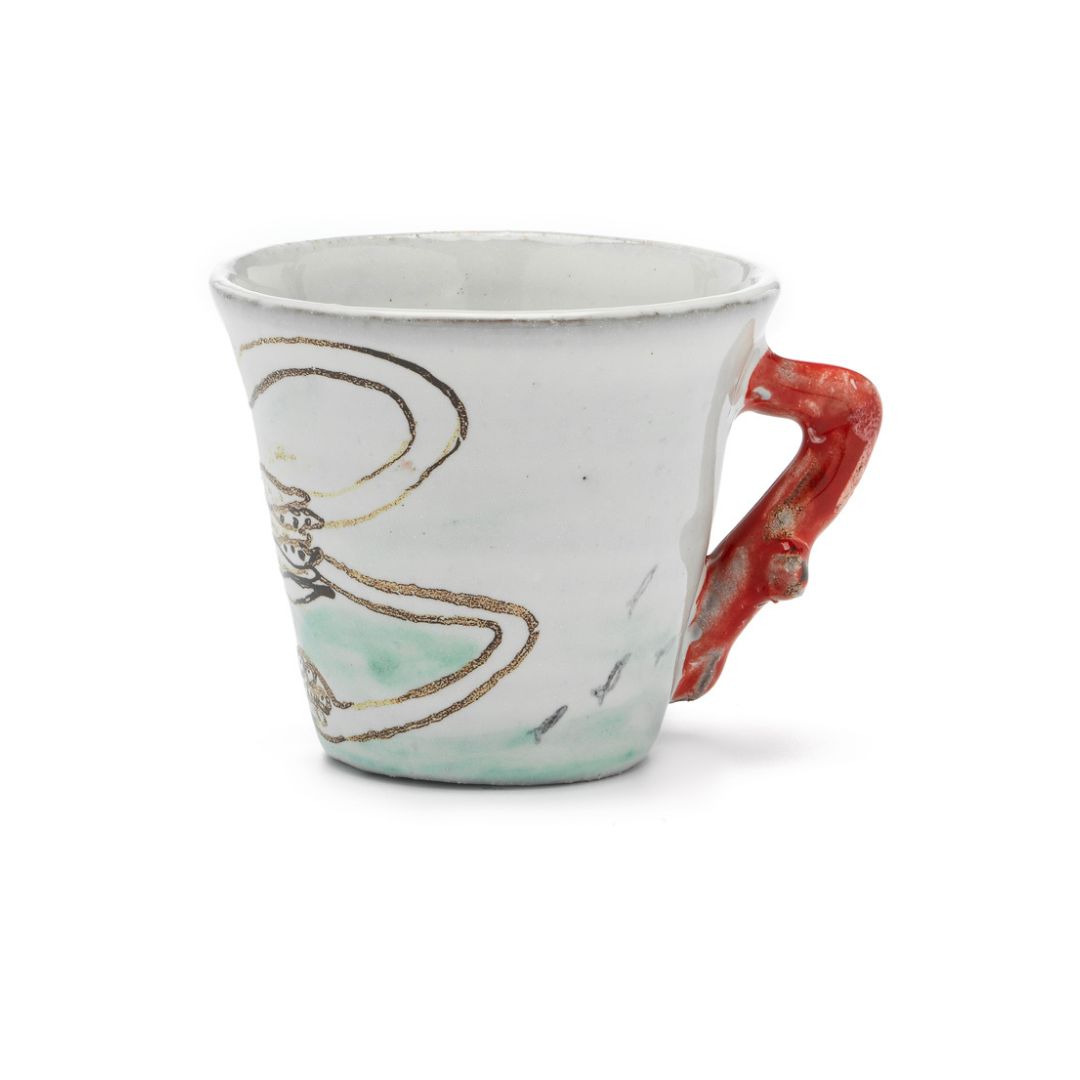 ESPRESSO CUP CORAL WITH DRAGON FLY