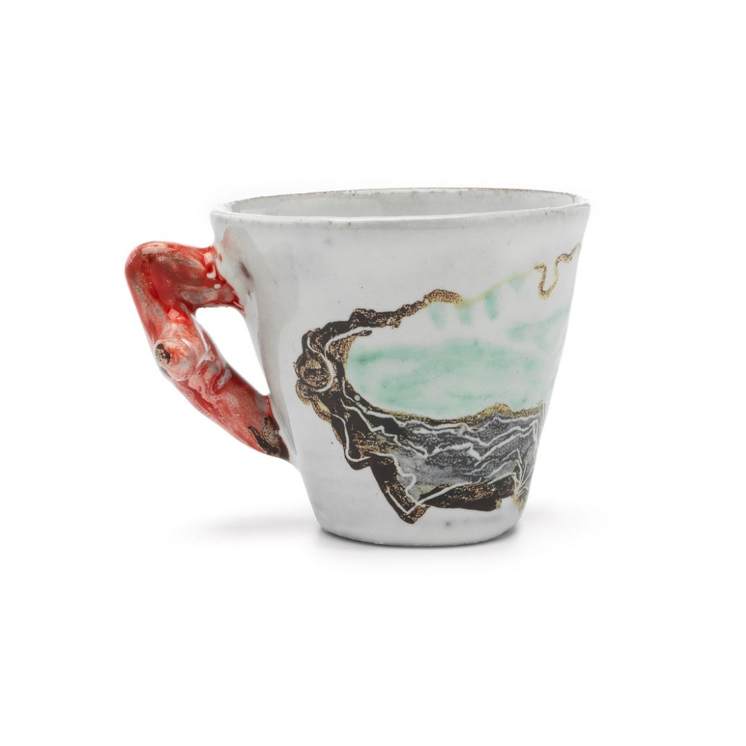 ESPRESSO CUP CORAL WITH SCARAB