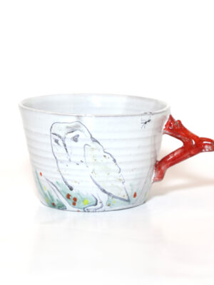 TEA CUP CORAL WITH OWL LARGE